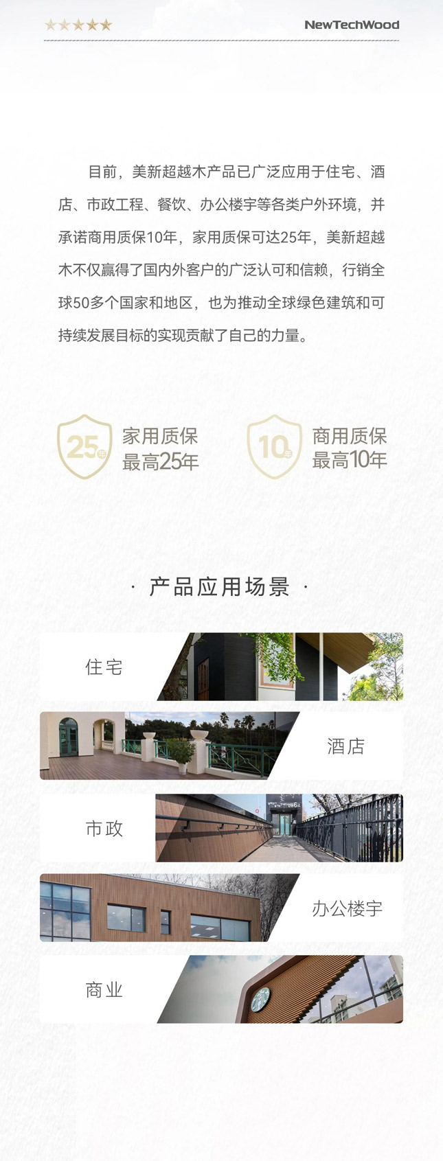 家用质保最高25年，商用质保最高10年